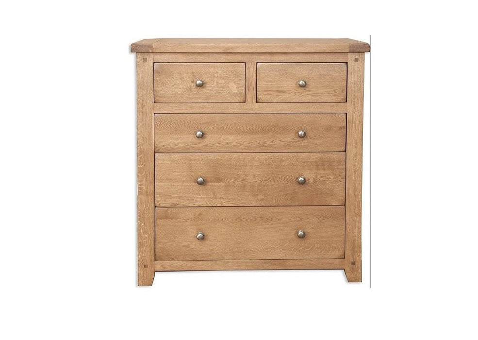 'Oakwood Living' Country Oak 5 Drawer Chest of Drawers