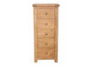 'Oakwood Living' Country Oak 5 Drawer Tallboy / Chest of Drawers