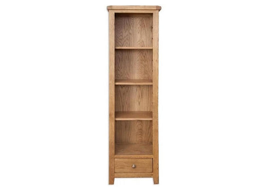 'Oakwood Living' Country Solid Oak Slim Bookcase / Display Unit