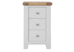 'Oakwood Living' Grey Painted Oak 3 Drawer Bedside Cabinet