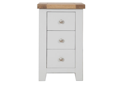 'Oakwood Living' Grey Painted Oak 3 Drawer Bedside Cabinet