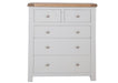 'Oakwood Living' Grey Painted Oak 5 Drawer Chest of Drawers