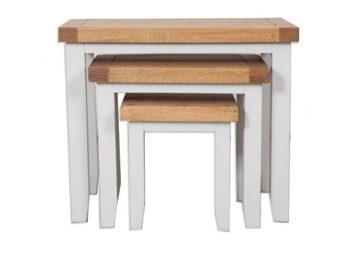 'Oakwood Living' Grey Painted Oak Nest Of 3 Side Tables