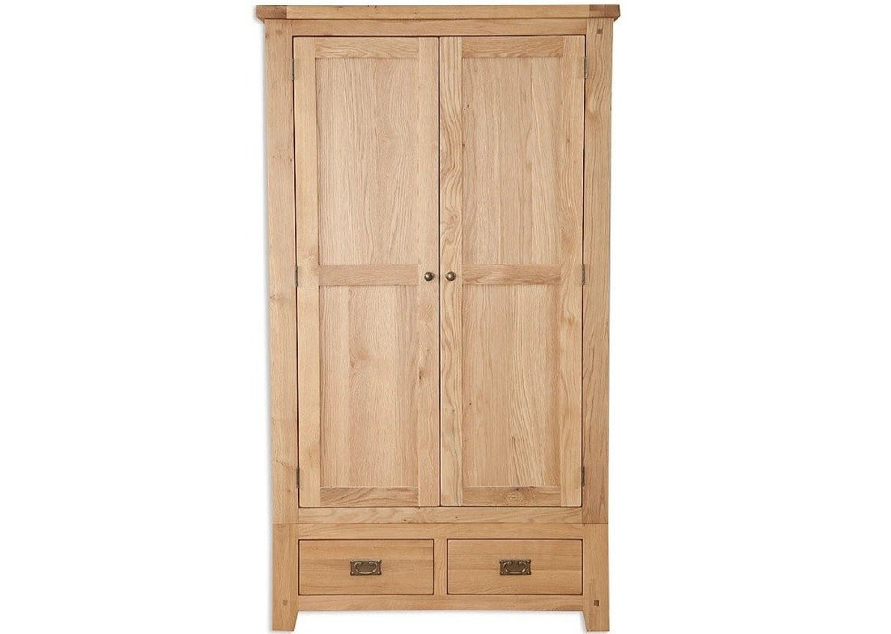 'Oakwood Living' Natural Oak 2 Door / 2 Draw Double Wardrobe