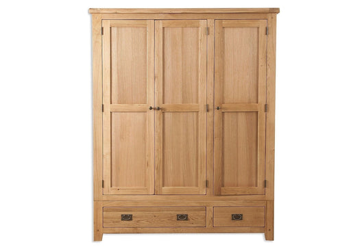 'Oakwood Living' Natural Oak 3 Door / 2 Draw Triple Wardrobe