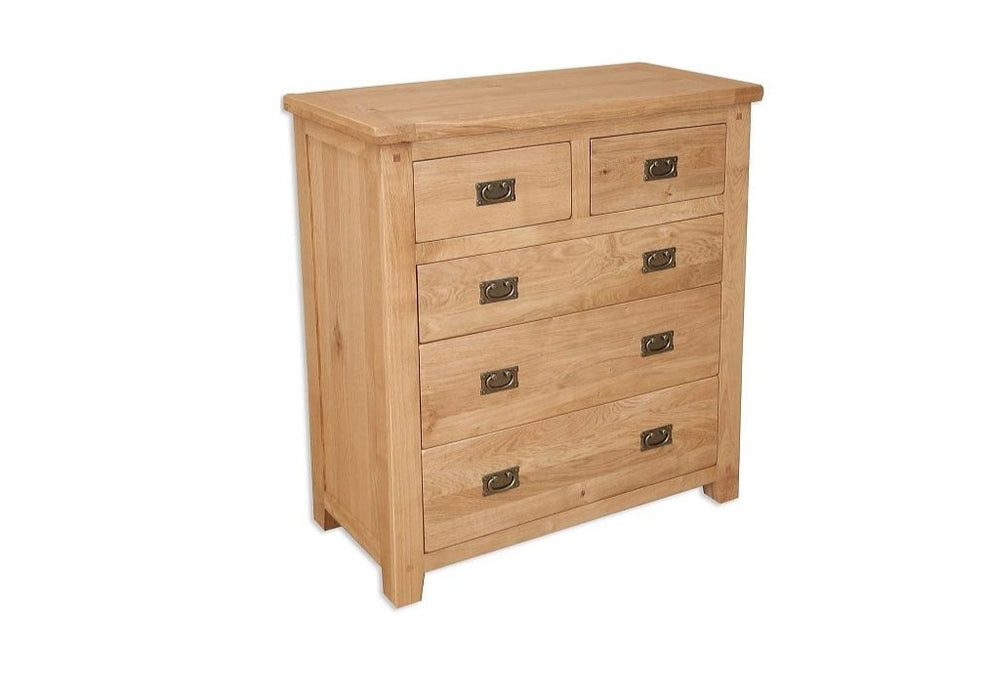 'Oakwood Living' Natural Oak 5 Drawer Chest of Drawers