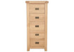 'Oakwood Living' Natural Oak 5 Drawer Tallboy / Chest of Drawers