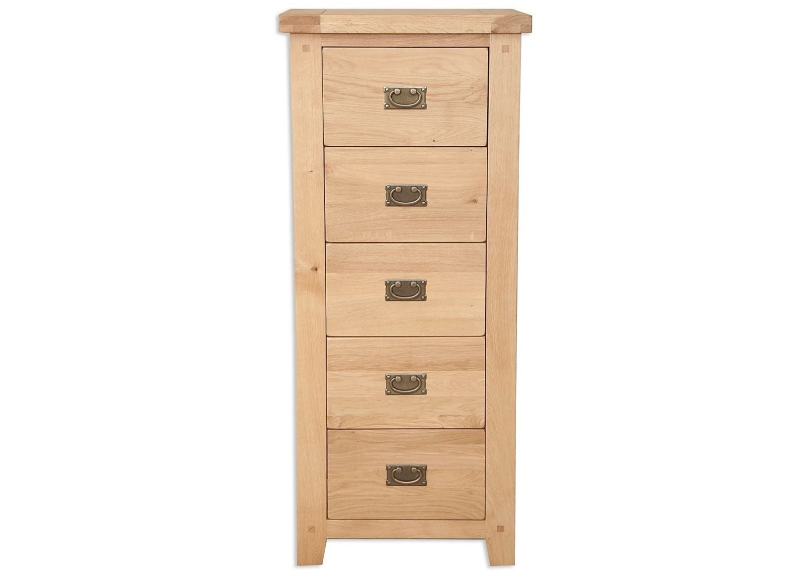 'Oakwood Living' Natural Oak 5 Drawer Tallboy / Chest of Drawers
