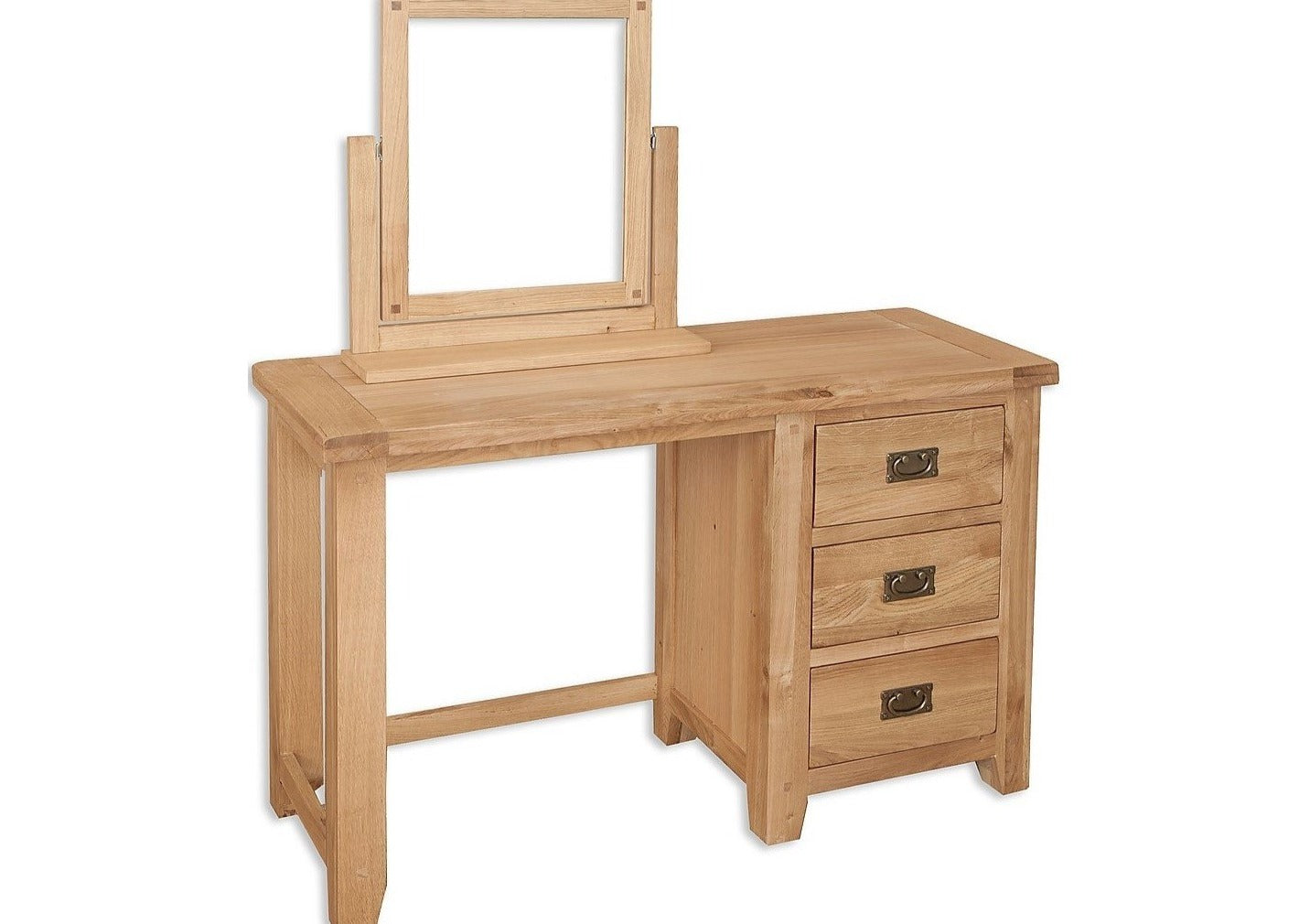 Oak Dressing Table Modern Solid Oak Vanity Table Set, Natural Wood Top