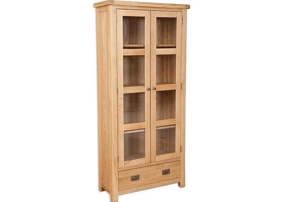 'Oakwood Living' Natural Oak Glazed Display Cabinet