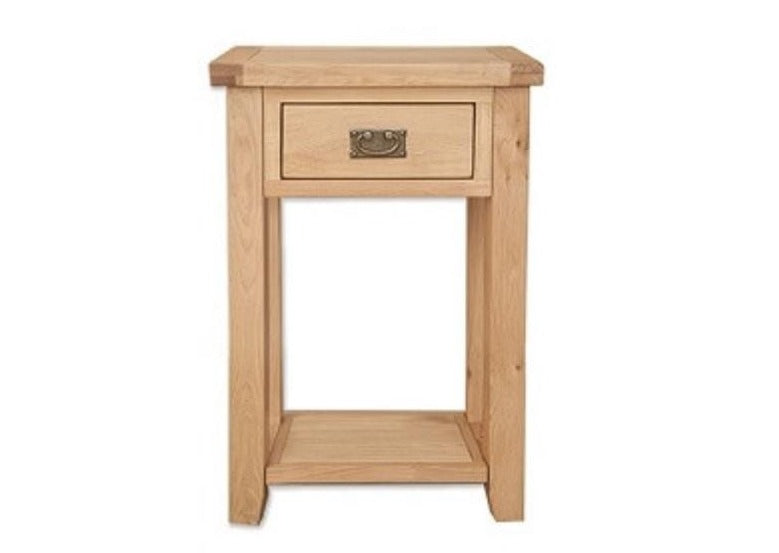 'Oakwood Living' Natural Solid Oak 1 Draw Console Table / Hall Way Table
