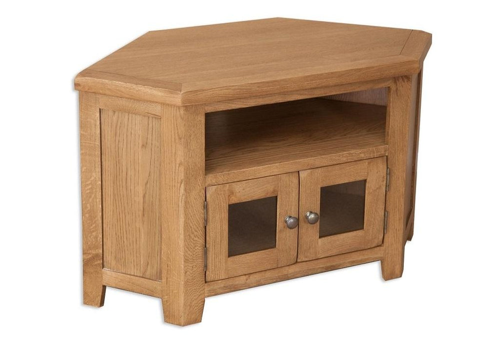 'Oakwood' Living Country Oak Glazed Corner TV Cabinet