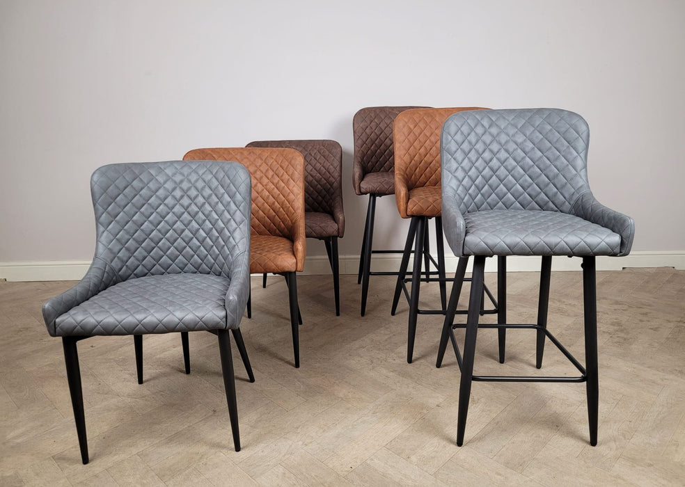 Shoreditch Tan PU Leather Industrial style Dining Chair, Black Metal Leg