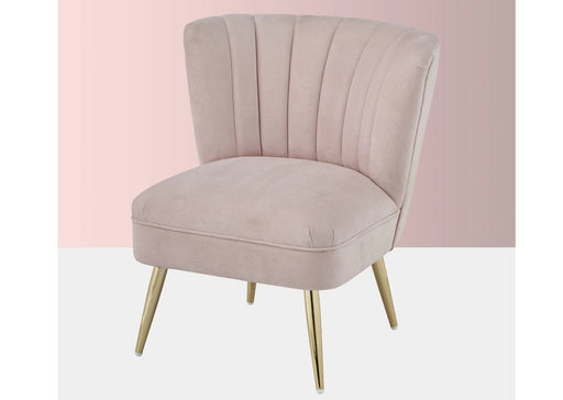 'Quince' Modern Style Compact Plush Pink Velvet Cocktail Chair