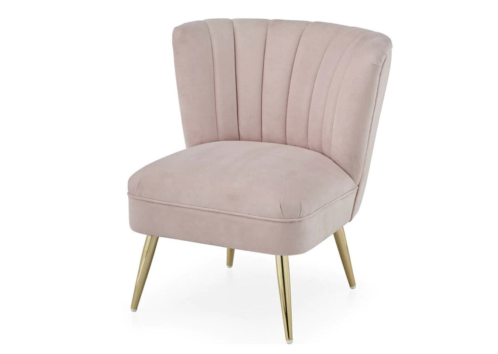 'Quince' Modern Style Compact Plush Pink Velvet Cocktail Chair