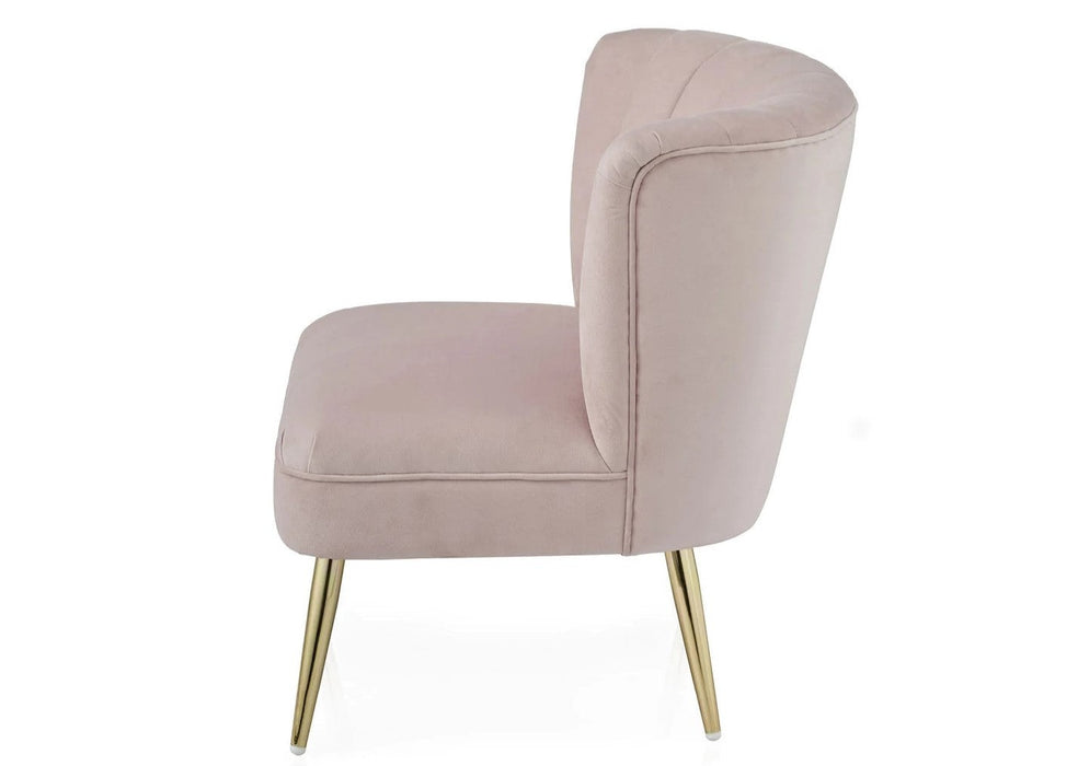 'Quince' Modern Style Compact Plush Pink Velvet Cocktail Chair