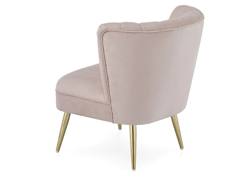 'Quince' Modern Style Compact Plush Pink Velvet Cocktail Chair