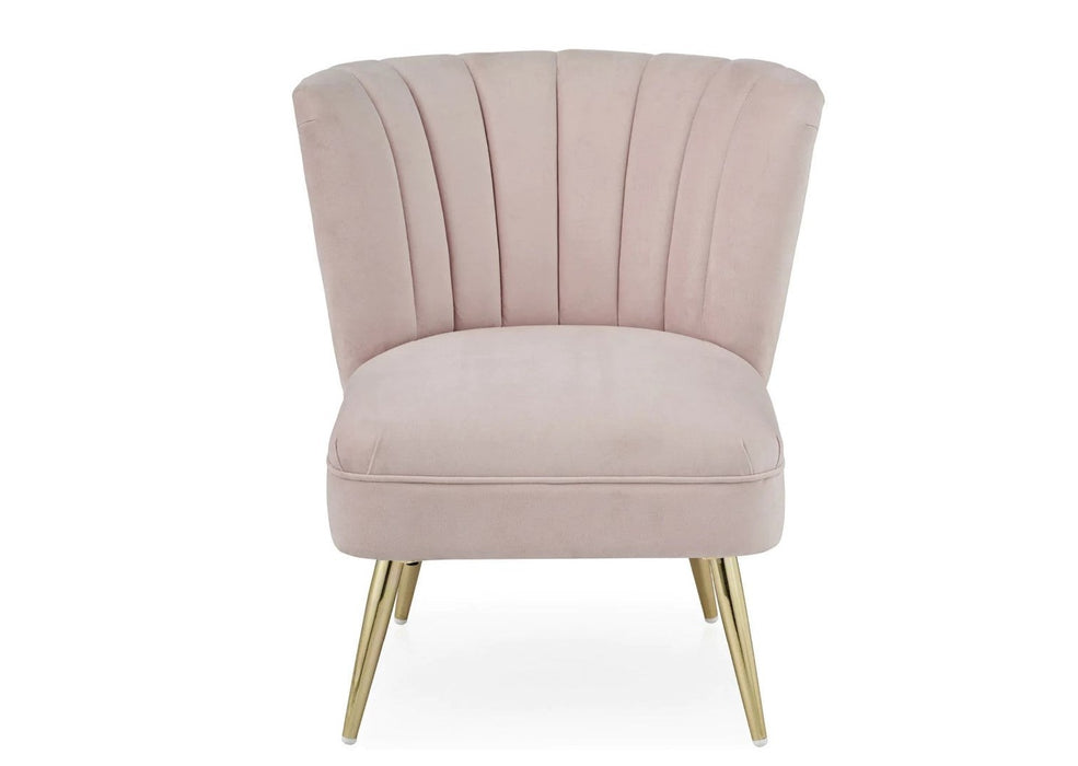 'Quince' Modern Style Compact Plush Pink Velvet Cocktail Chair