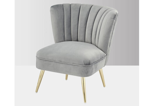 'Quince' Modern Style Compact Plush Grey Velvet Cocktail Chair