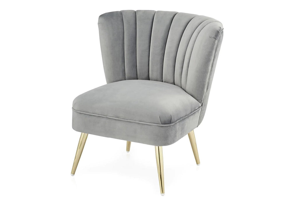 'Quince' Modern Style Compact Plush Grey Velvet Cocktail Chair