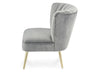 'Quince' Modern Style Compact Plush Grey Velvet Cocktail Chair
