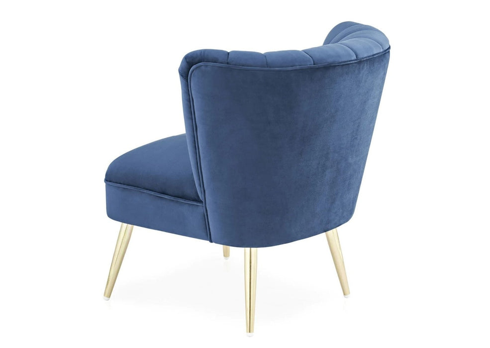 'Quince' Modern Style Compact Plush Midnight Blue Velvet Cocktail Chair