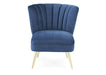 'Quince' Modern Style Compact Plush Midnight Blue Velvet Cocktail Chair
