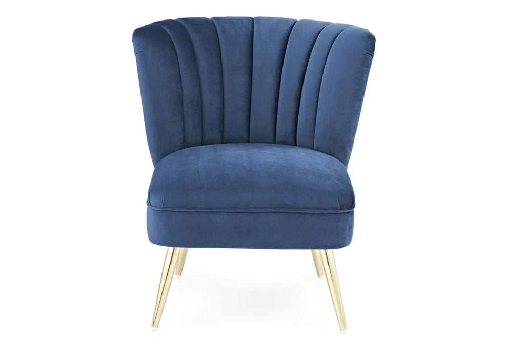 'Quince' Modern Style Compact Plush Midnight Blue Velvet Cocktail Chair