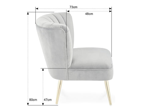 'Quince' Modern Style Compact Plush Midnight Blue Velvet Cocktail Chair