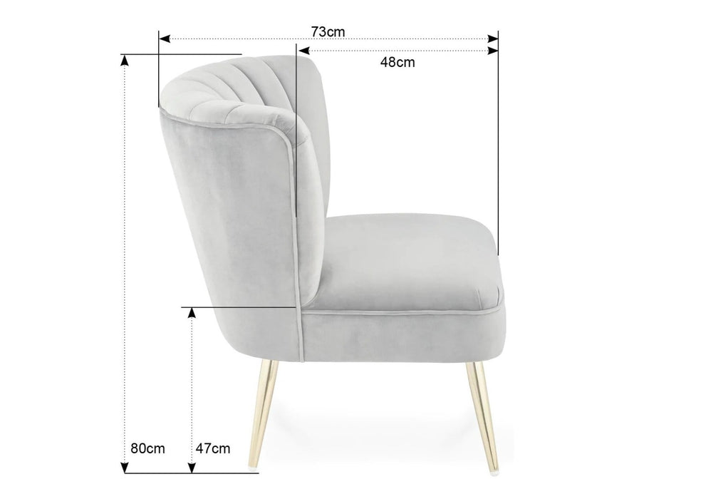 'Quince' Modern Style Compact Plush Midnight Blue Velvet Cocktail Chair