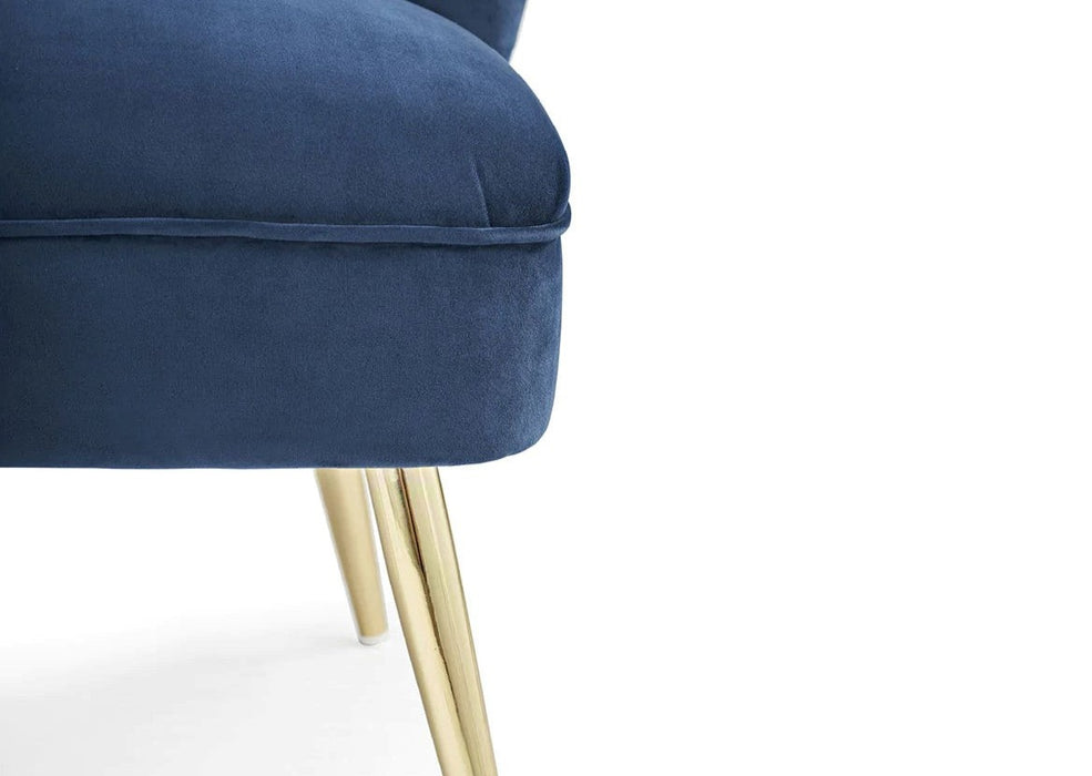 'Quince' Modern Style Compact Plush Midnight Blue Velvet Cocktail Chair
