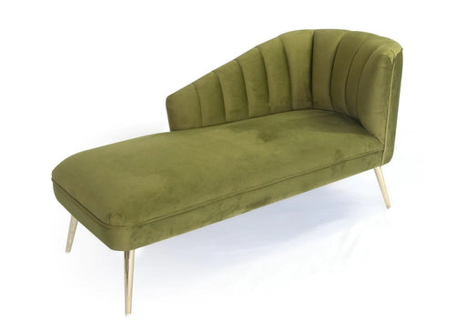 'Quince' Modern Style Plush Green Velvet Sofa Chaise Chair
