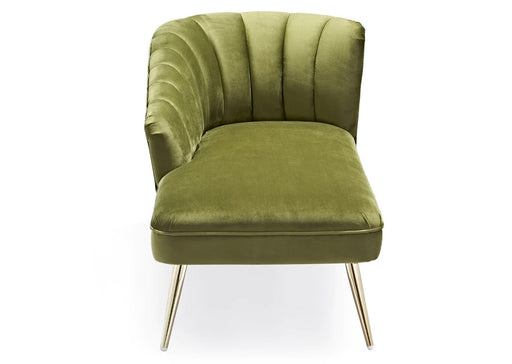 'Quince' Modern Style Plush Green Velvet Sofa Chaise Chair