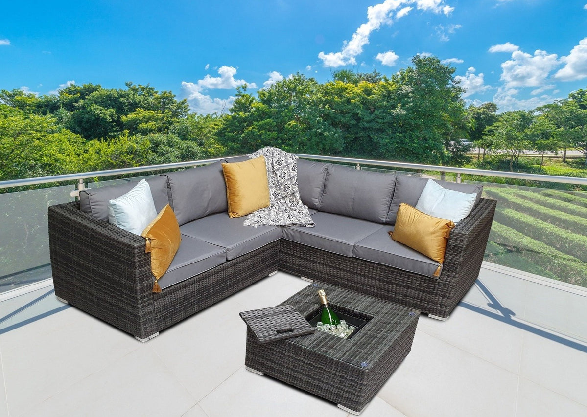 Signature Weave Grey Rattan Ice Bucket Table Set GEOR0311