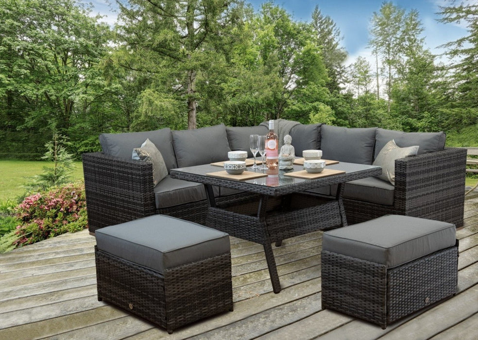 Georgia Grey Rattan Corner Sofa Dining Set Geor0150 Signature