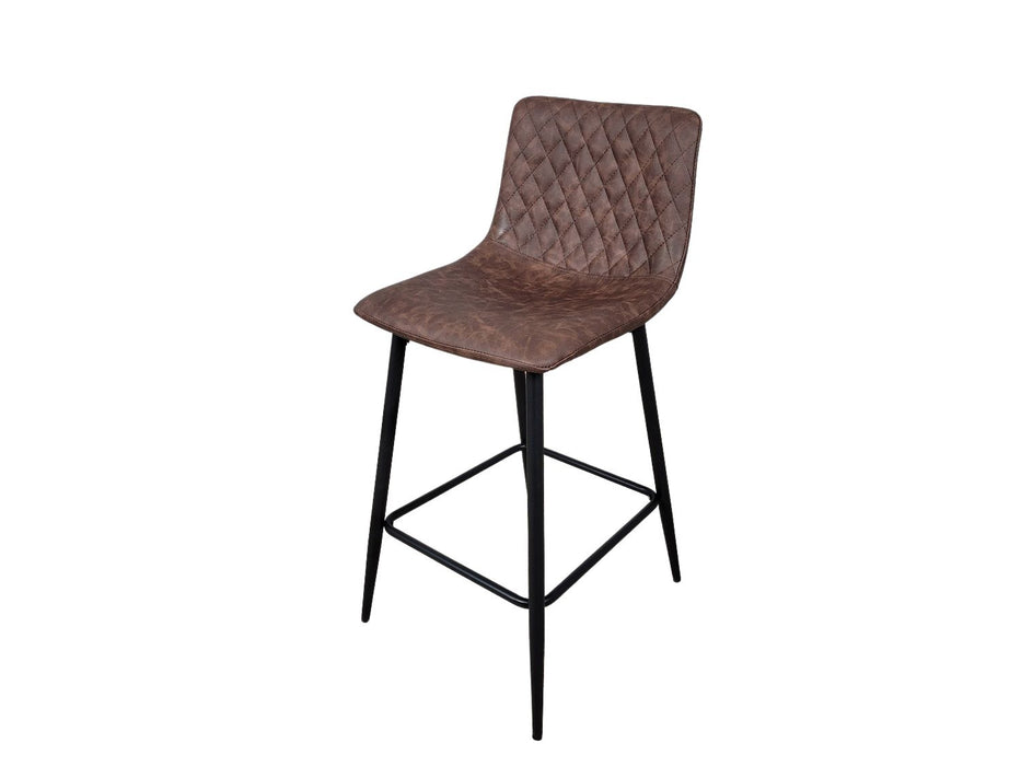 Pair of Hackney Brown PU Leather Industrial style Kitchen Breakfast Bar Stools