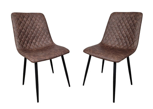 Pair of Richmond Brown PU Leather Industrial style Modern Dining Chairs
