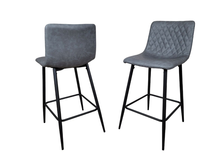 Pair of Hackney Grey PU Leather Industrial style Kitchen Breakfast Bar Stools