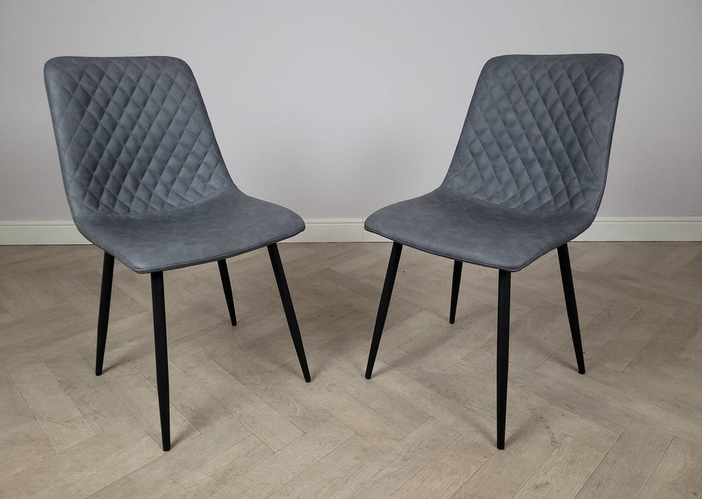 Pair of Richmond Grey PU Leather Industrial style Modern Dining Chairs