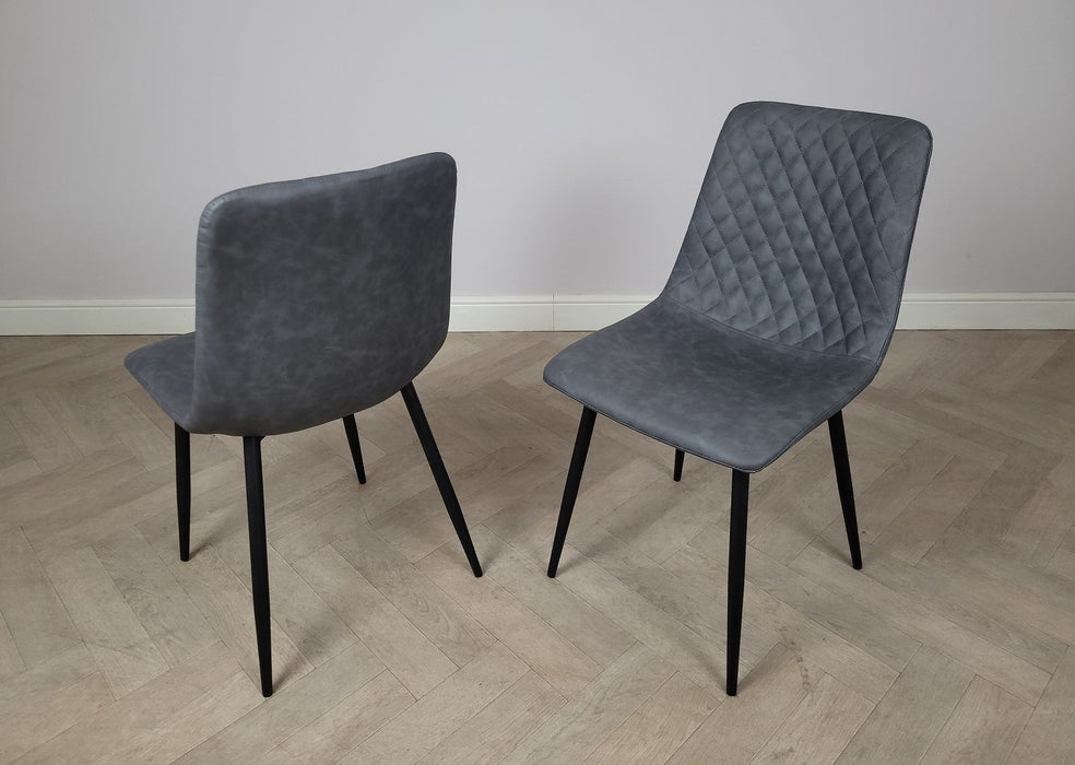 Pair of Richmond Grey PU Leather Industrial style Modern Dining Chairs