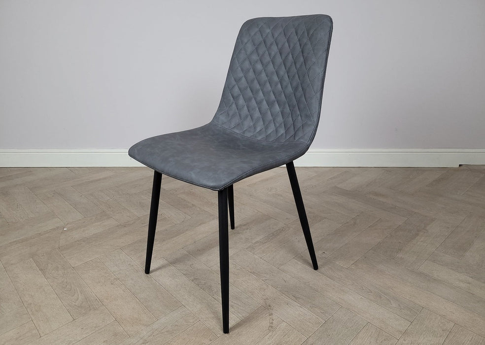 Pair of Richmond Grey PU Leather Industrial style Modern Dining Chairs