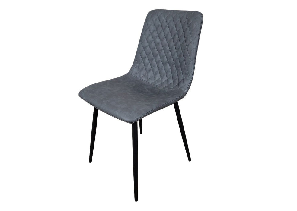 Pair of Richmond Grey PU Leather Industrial style Modern Dining Chairs