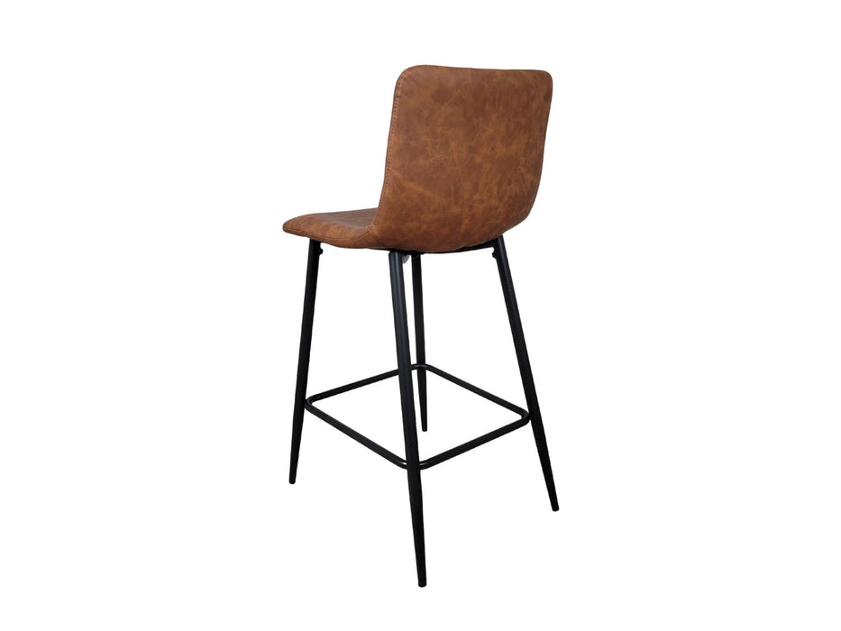 Pair of Hackney Tan PU Leather Industrial style Kitchen Breakfast Bar Stools