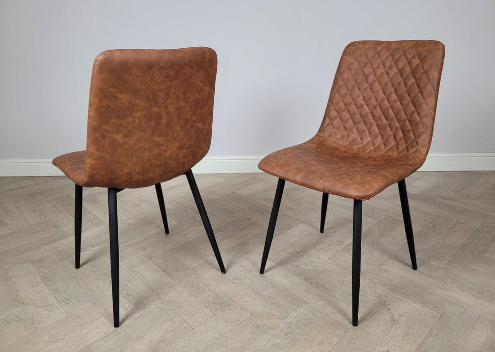 Pair of Richmond Tan PU Leather Industrial style Modern Dining Chairs