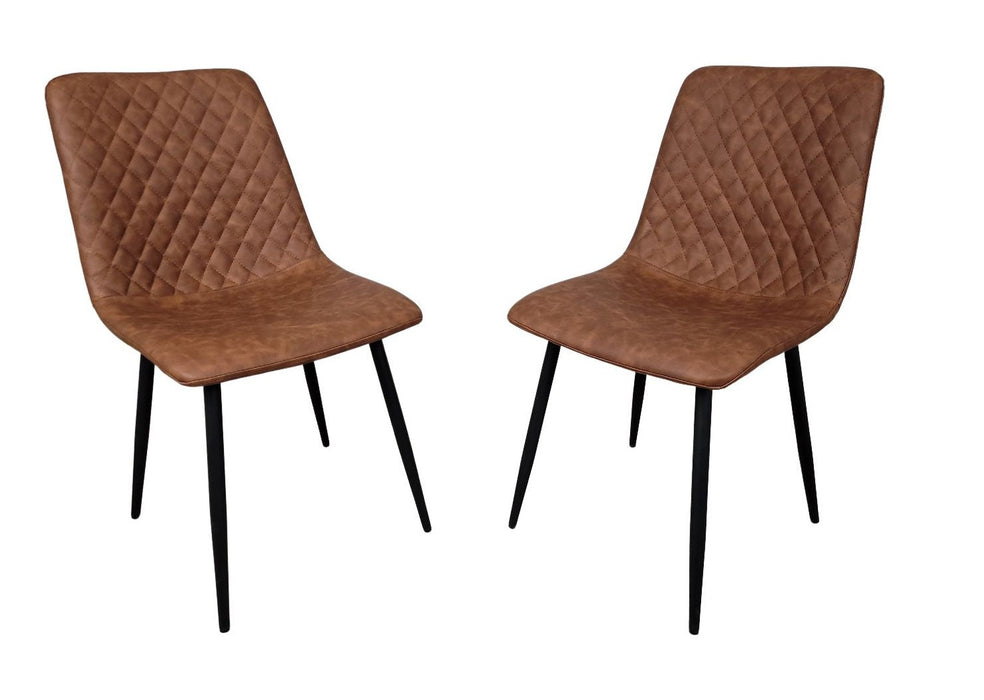 Pair of Richmond Tan PU Leather Industrial style Modern Dining Chairs