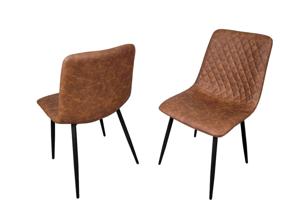 Pair of Richmond Tan PU Leather Industrial style Modern Dining Chairs