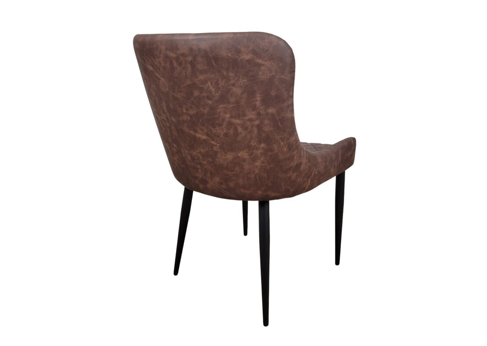 Shoreditch Brown PU Leather Industrial style Dining Chair, Black Metal Leg