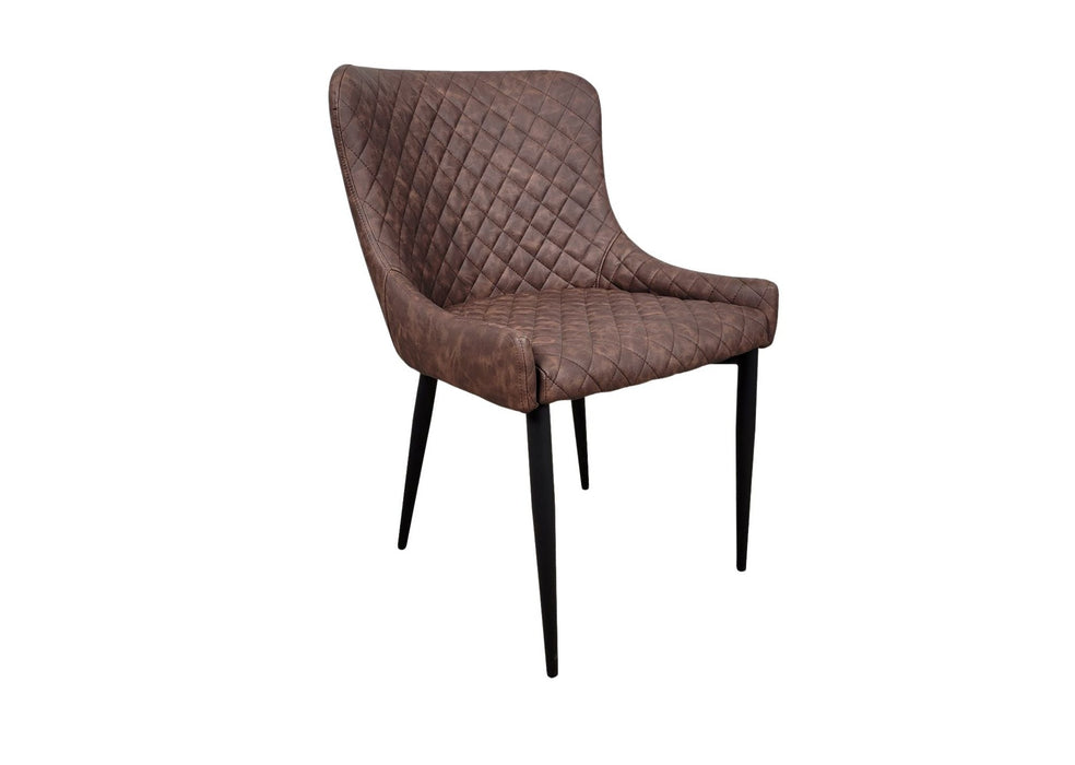 Shoreditch Brown PU Leather Industrial style Dining Chair, Black Metal Leg