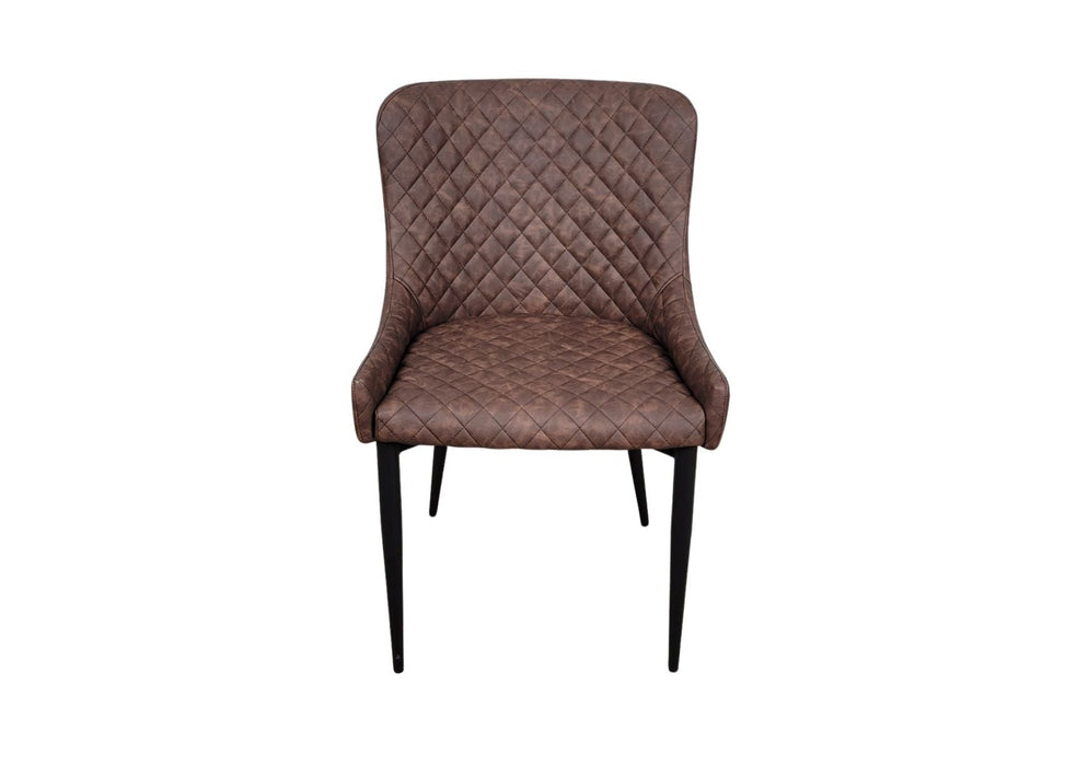 Shoreditch Brown PU Leather Industrial style Dining Chair, Black Metal Leg