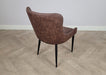 Shoreditch Brown PU Leather Industrial style Dining Chair, Black Metal Leg